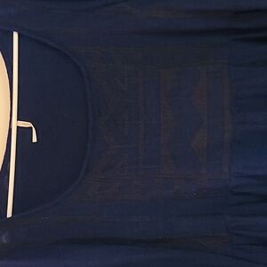 Free People Y2K Boho Aztec Long Sleeve Babydoll Top Blue & Black Large